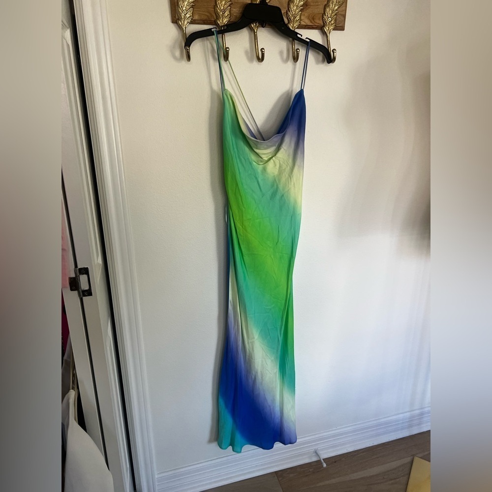 Zara Tie Dye Satin Effect MIDI Dress women’s Small - Picture 5 of 11